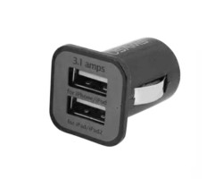 Autós töltő - adapter 2 portos USB autós szivargyújtó töltő adapter 5V 3.1 A (1A + 2.1A) - 3100 mAh  fekete